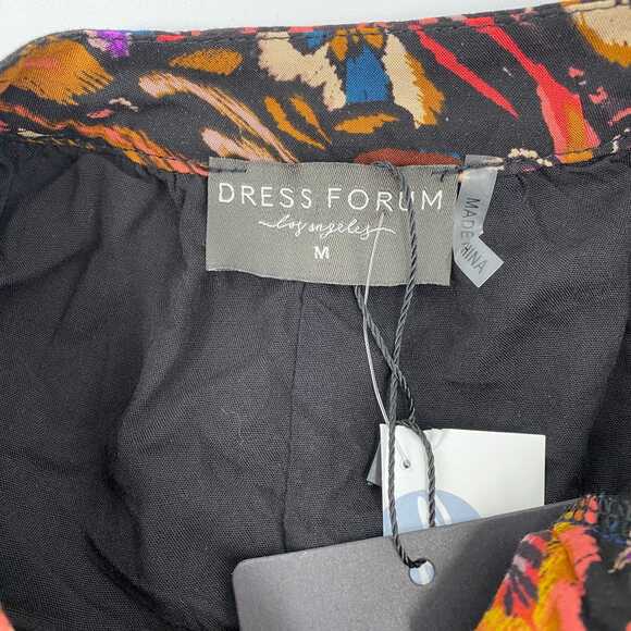 Dress Forum Black Pink Floral Tiered Midi Dress | Women M Regular - Picture 3 of 8